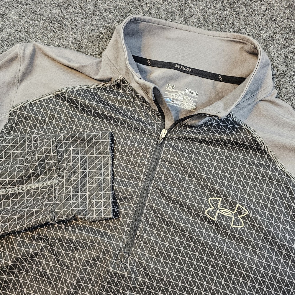 Under Armour ColdGear 1/4 Zip Pullover Mens XL Gray Running Fitted Long Sleeve